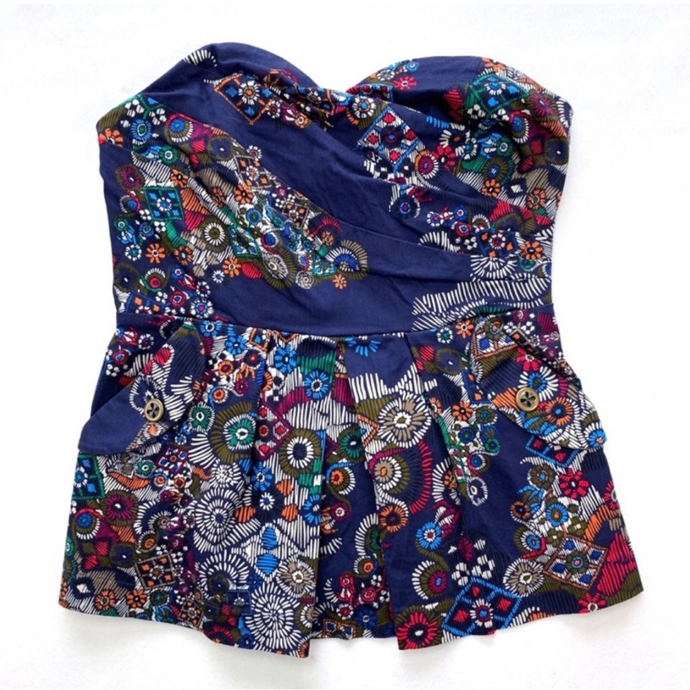 Fei Anthropologie Primula Corset Pleated Strapless Top w Pockets! - Picture 7 of 13